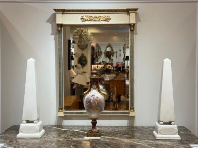 Neoclassical White Marble Obelisks on Pedestals France 1920s