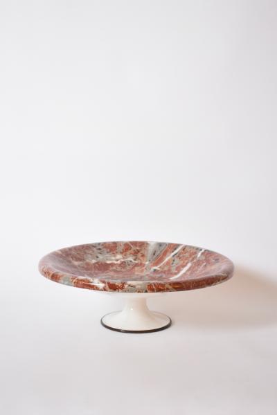 Neoclassical faux marble plate on pedestal 1960s 