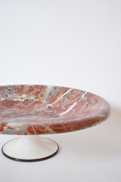 Neoclassical faux marble plate on pedestal 1960s 