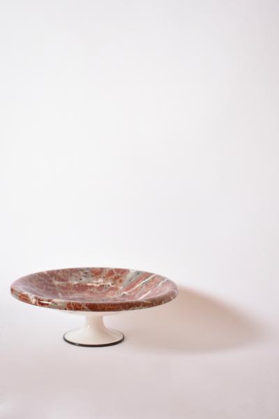 Neoclassical faux marble plate on pedestal 1960s 