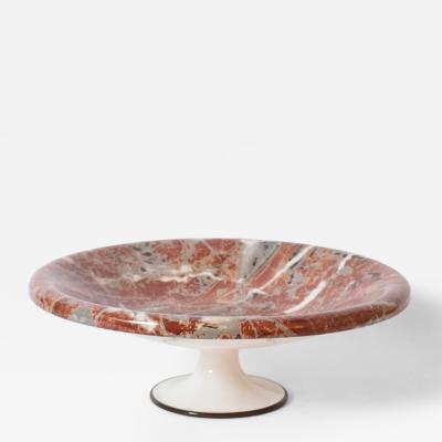 Neoclassical faux marble plate on pedestal 1960s 