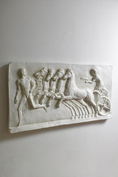 Neoclassical plaster four horses and a carriage