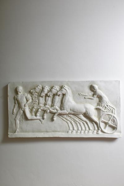 Neoclassical plaster four horses and a carriage