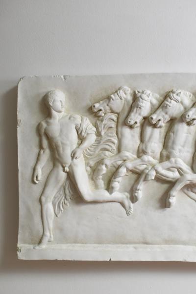 Neoclassical plaster four horses and a carriage