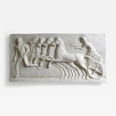 Neoclassical plaster four horses and a carriage
