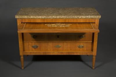 Neoclassical proportioned Lego di Cillegio and gilt wood mounted commodes