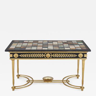 Neoclassical style coffee table with Italian marble specimen top