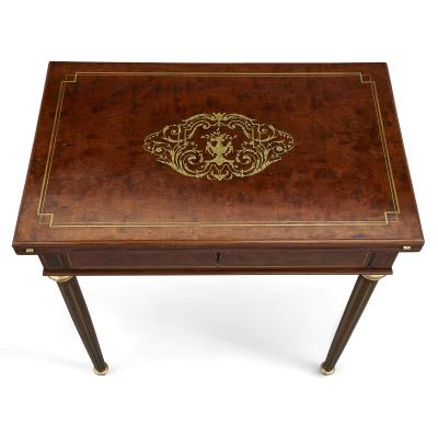 Neoclassical style mahogany card dressing and writing table