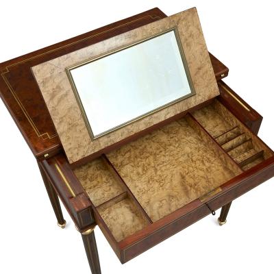Neoclassical style mahogany card dressing and writing table