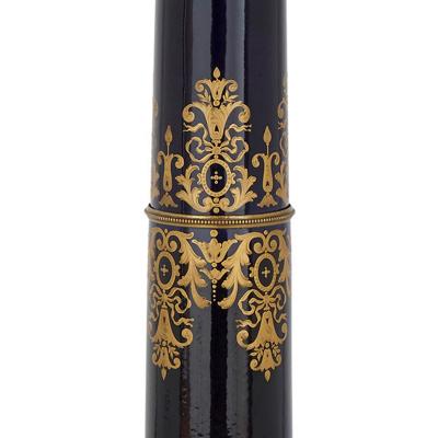 Neoclassical style marble and porcelain pedestal