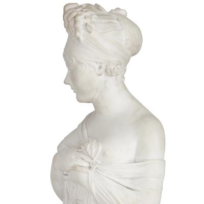 Neoclassical style marble female bust after Joseph Chinard