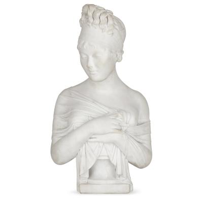 Neoclassical style marble female bust after Joseph Chinard
