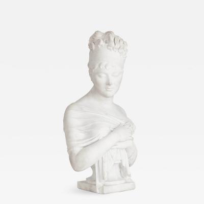 Neoclassical style marble female bust after Joseph Chinard