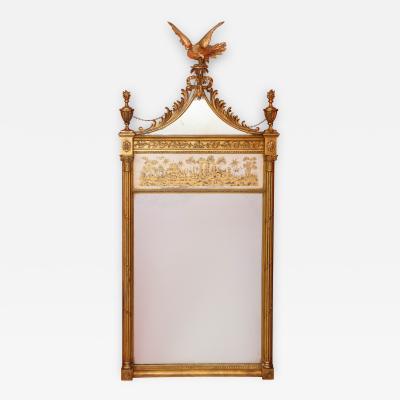 Neoclassical style mirror with verre eglomise panel