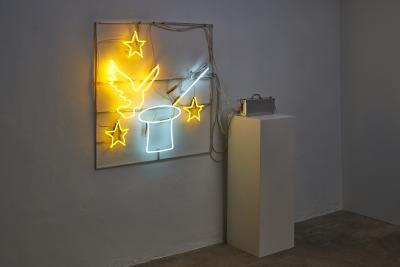 Neon and Aluminum Magician Wall Sculpture 2000