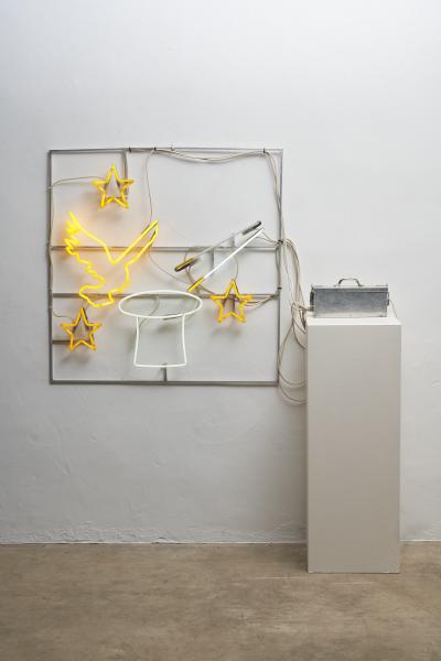 Neon and Aluminum Magician Wall Sculpture 2000