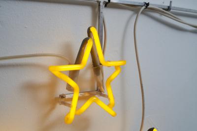 Neon and Aluminum Magician Wall Sculpture 2000