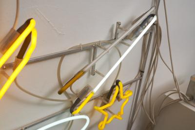 Neon and Aluminum Magician Wall Sculpture 2000