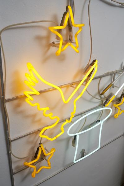 Neon and Aluminum Magician Wall Sculpture 2000