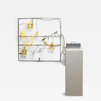 Neon and Aluminum Magician Wall Sculpture 2000