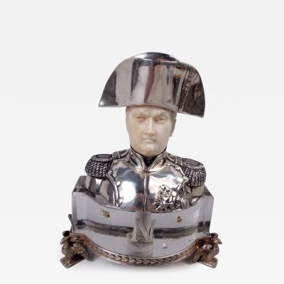 Neresheimer German Silver Bust of Napoleon I on Rock Crystal Base