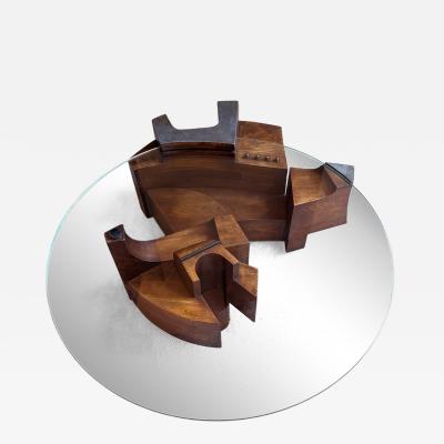 Nerone Patuzzi C 10 Wood and Glass Coffee Table by Nerone and Patuzzi NP2 Group Italy 1971