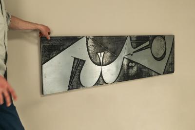 Nerone Patuzzi Nerone Patuzzi Zinc Headboard Panel Italy 1970s