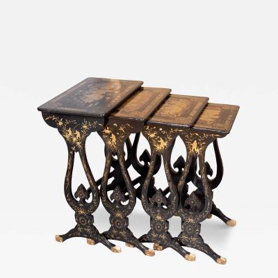 Nest Of Four Chinese Export Lacquer Tables