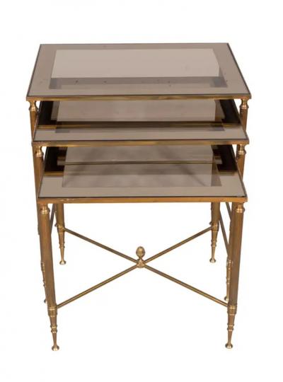 Nest of Three Vintage Brass Tables