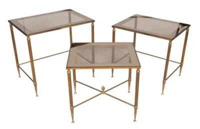 Nest of Three Vintage Brass Tables
