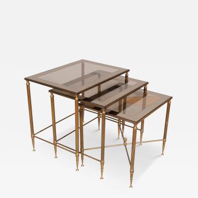 Nest of Three Vintage Brass Tables