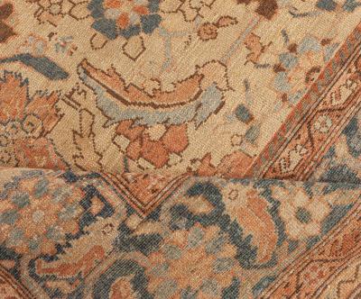 Neutral Beige Soft Blues and Pinks Antique Persian Malayer Rug