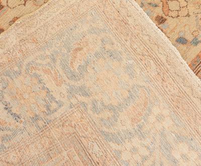 Neutral Beige Soft Blues and Pinks Antique Persian Malayer Rug