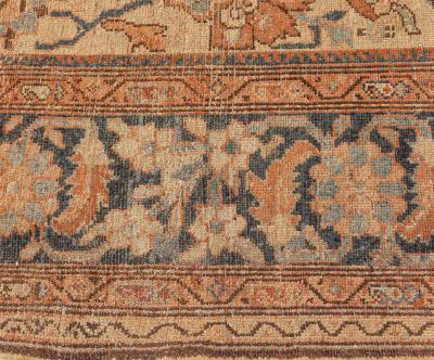 Neutral Beige Soft Blues and Pinks Antique Persian Malayer Rug