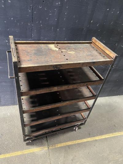 Nevarax Industrial Antique Angle Iron Wood Shelving Unit set of three