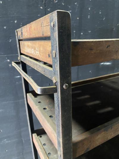 Nevarax Industrial Antique Angle Iron Wood Shelving Unit set of three