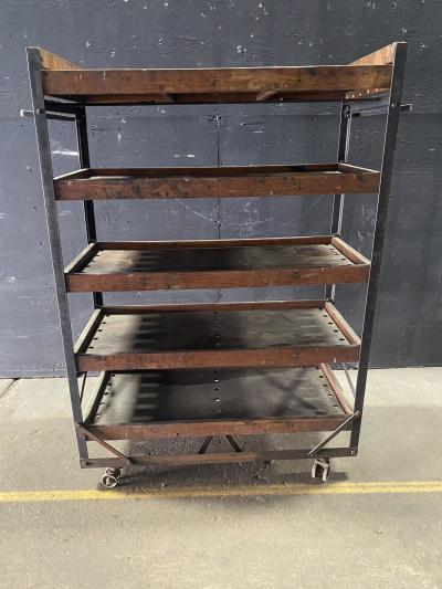 Nevarax Industrial Antique Angle Iron Wood Shelving Unit set of three
