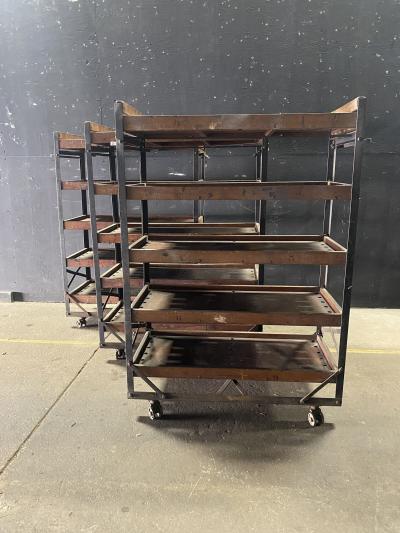 Nevarax Industrial Antique Angle Iron Wood Shelving Unit set of three