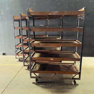 Nevarax Industrial Antique Angle Iron Wood Shelving Unit set of three