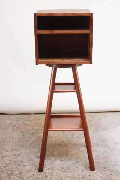 New Hope Style Carved Walnut Swivel Storage Cubby on Base