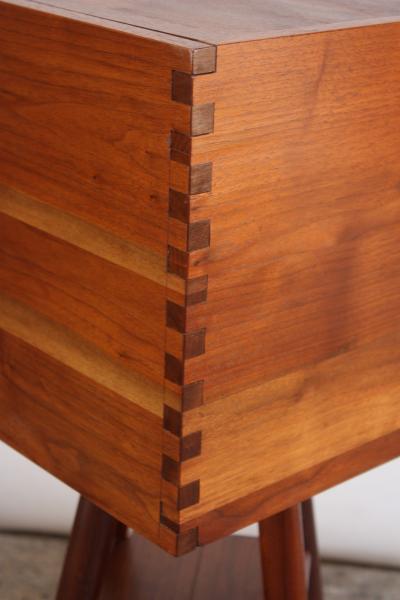 New Hope Style Carved Walnut Swivel Storage Cubby on Base