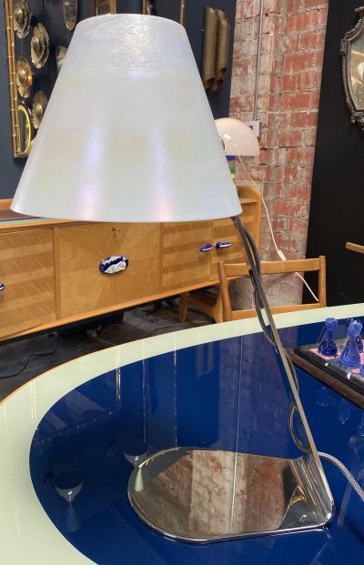 New Italian Midcentury Chrome And Murano Glass Desk Lamp 2000s