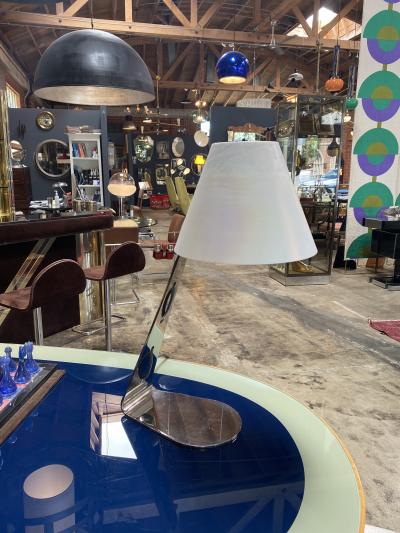 New Italian Midcentury Chrome And Murano Glass Desk Lamp 2000s
