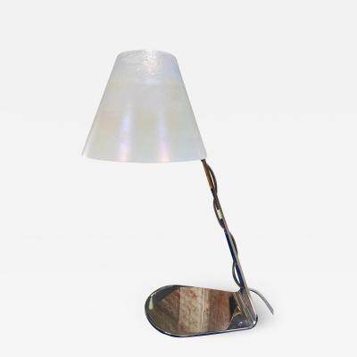 New Italian Midcentury Chrome And Murano Glass Desk Lamp 2000s