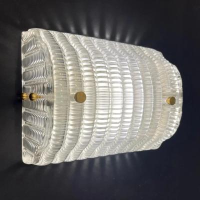 New Italian Organic Modern Crystal Molded Pattern Murano Glass Brass Wall Lights