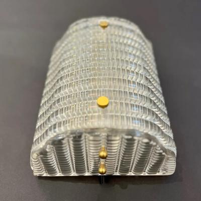 New Italian Organic Modern Crystal Molded Pattern Murano Glass Brass Wall Lights
