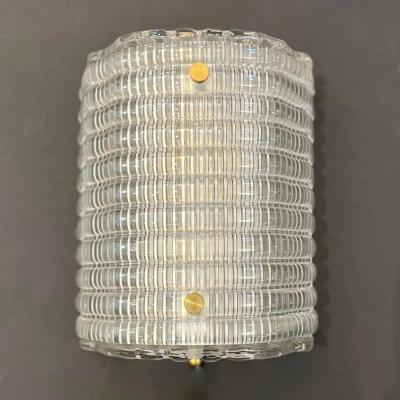 New Italian Organic Modern Crystal Molded Pattern Murano Glass Brass Wall Lights