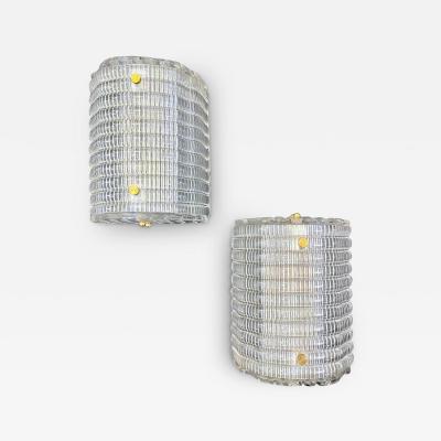 New Italian Organic Modern Crystal Molded Pattern Murano Glass Brass Wall Lights
