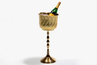 Newly Professionally Polished Hollywood Regency Wine Champagne Bucket on Stand