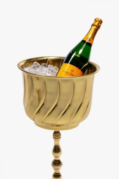 Newly Professionally Polished Hollywood Regency Wine Champagne Bucket on Stand